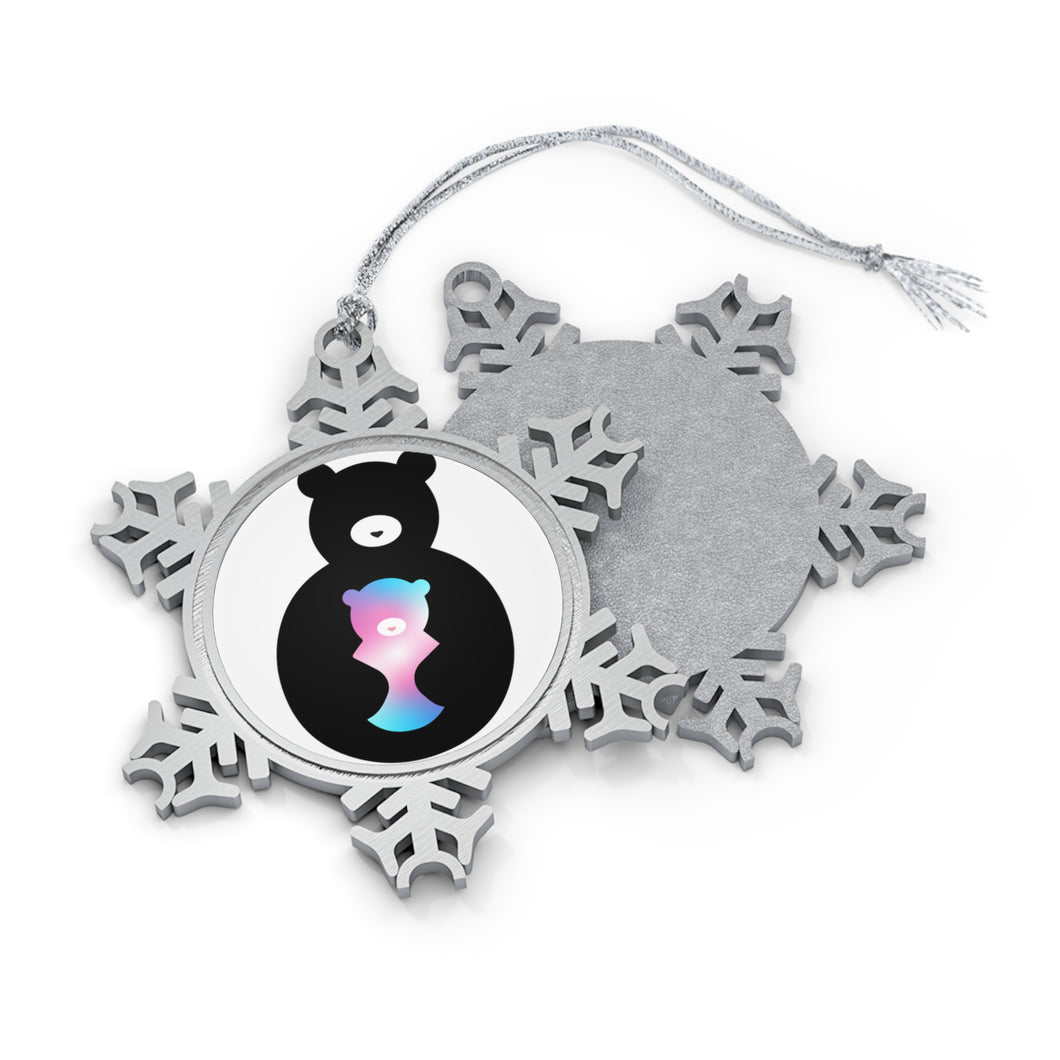 Trans Bear  Pewter Snowflake Ornament