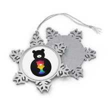 Load image into Gallery viewer, Rainbow Bear  Pewter Snowflake Ornament