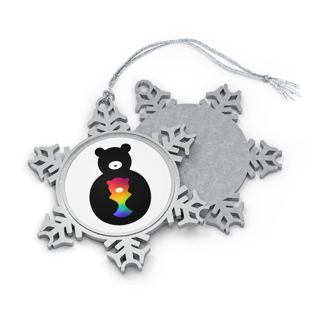 Rainbow Bear  Pewter Snowflake Ornament