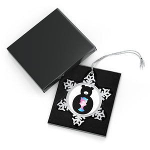 Trans Bear  Pewter Snowflake Ornament